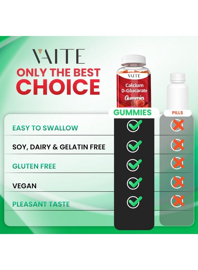 VAITE جواهر الكالسيوم D-غلوكارات 1000 ملغ - مكمل تنظيف CDG للرجال والنساء، توازن استقلاب الهرمونات ودعم انقطاع الطمث، غير معدّل وراثيًا، نباتي، خالي من الغلوتين، خالي من الصويا، 60 قطعة جواهر قابلة للمضغ - Image 5