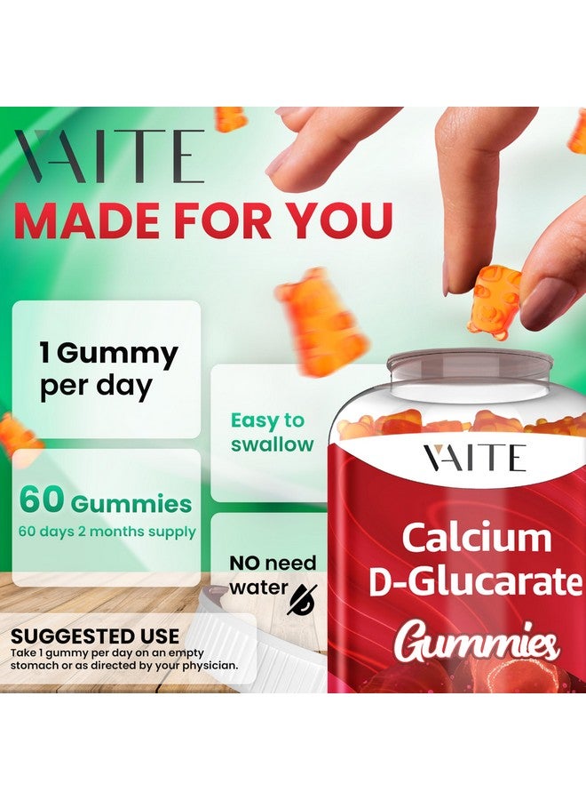 VAITE جواهر الكالسيوم D-غلوكارات 1000 ملغ - مكمل تنظيف CDG للرجال والنساء، توازن استقلاب الهرمونات ودعم انقطاع الطمث، غير معدّل وراثيًا، نباتي، خالي من الغلوتين، خالي من الصويا، 60 قطعة جواهر قابلة للمضغ - Image 4