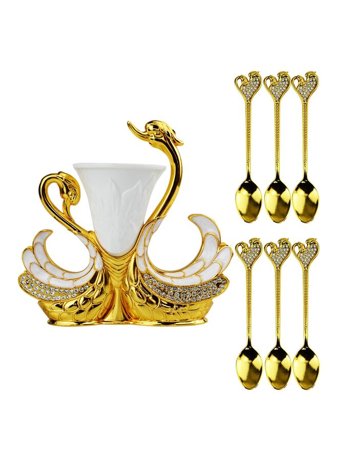 7 PCS Swan Spoon Set - Elegant Coffee & Dessert Spoons for Party, Wedding, Home Decor?Gold? - Image 1