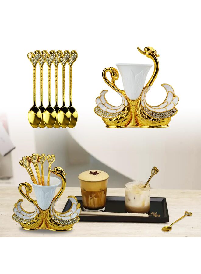 7 PCS Swan Spoon Set - Elegant Coffee & Dessert Spoons for Party, Wedding, Home Decor?Gold? - Image 4