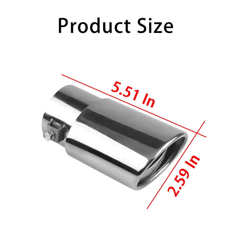 Generic AICEL Stainless Steel Car Exhaust Tip, 5.5" Universal Exhaust Pipe, Modification Tail Throat Tail Pipe, Steel Exhaust Tips Chrome Plated Finish Tailpipe, Accessory for All Cars  - Image 2