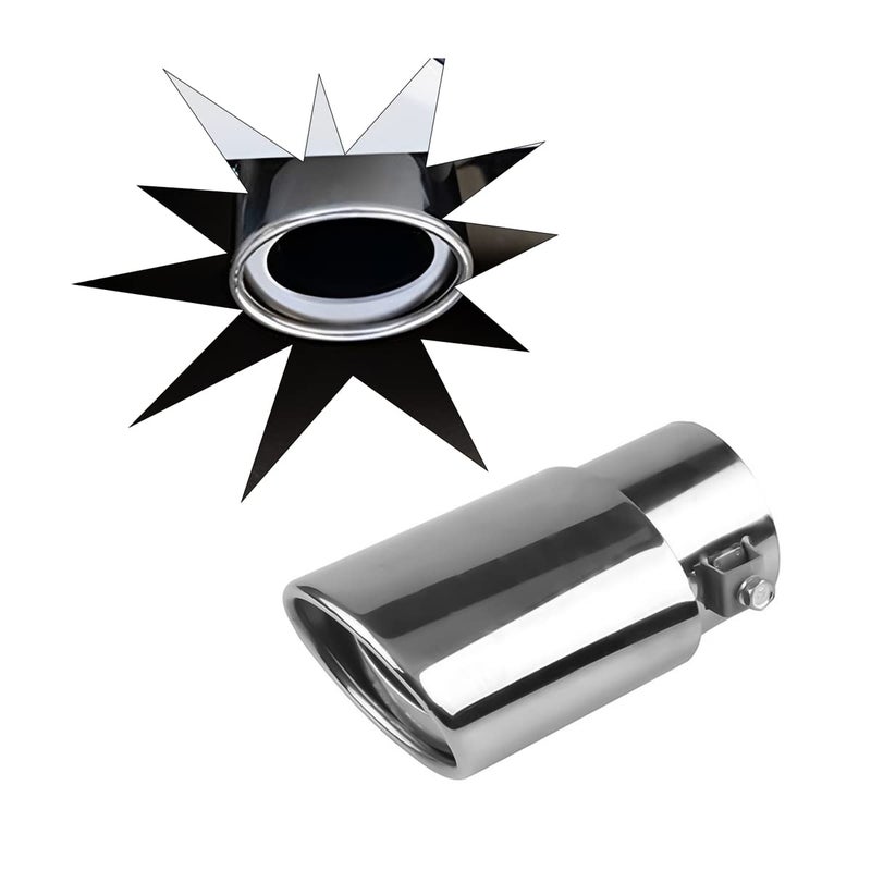 Generic AICEL Stainless Steel Car Exhaust Tip, 5.5" Universal Exhaust Pipe, Modification Tail Throat Tail Pipe, Steel Exhaust Tips Chrome Plated Finish Tailpipe, Accessory for All Cars  - Image 1