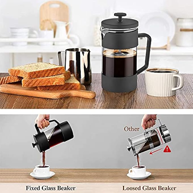 Funito French Press Coffee  Tea Maker 600Ml Thickened Borosilicate Glass Coffee Press With Filter Screens RustFree And Dishwasher Safe 100 Bpa Free - Image 5