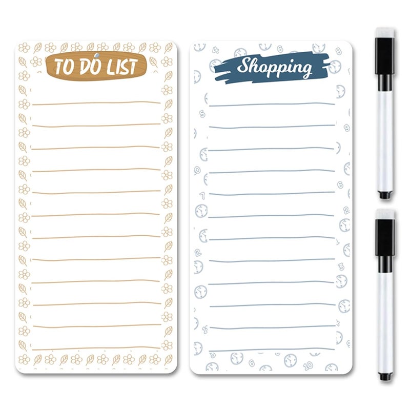 Windup Plastic Magnetic to Do List Shopping List Combo? Reusable Dry-Erase - Free Magnetic Marker Pen -Set A - Image 2