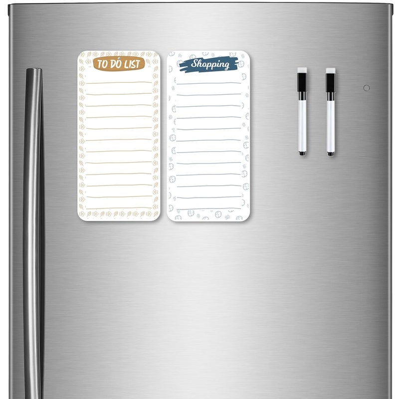 Windup Plastic Magnetic to Do List Shopping List Combo? Reusable Dry-Erase - Free Magnetic Marker Pen -Set A - Image 1