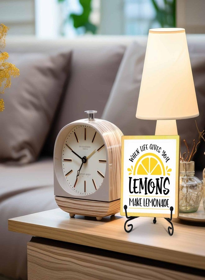 Zmyollo Funny Kitchen Desk Decor Sign, Lemons Wooden Sign With Stand, When Life Gives You Lemons Make Lemonade Sign For Farmhouse Home Kitchen Shelf Table, Inspirational Gifts For Woman Man, C29 - Image 3