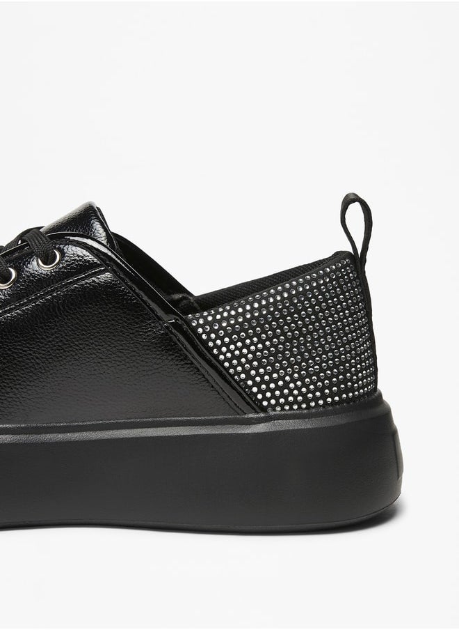 Celeste Women's Embellished Lace-Up Low Ankle Sneakers  - Image 5