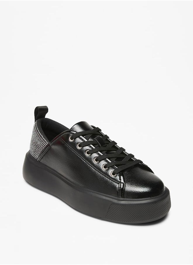 Celeste Women's Embellished Lace-Up Low Ankle Sneakers  - Image 2