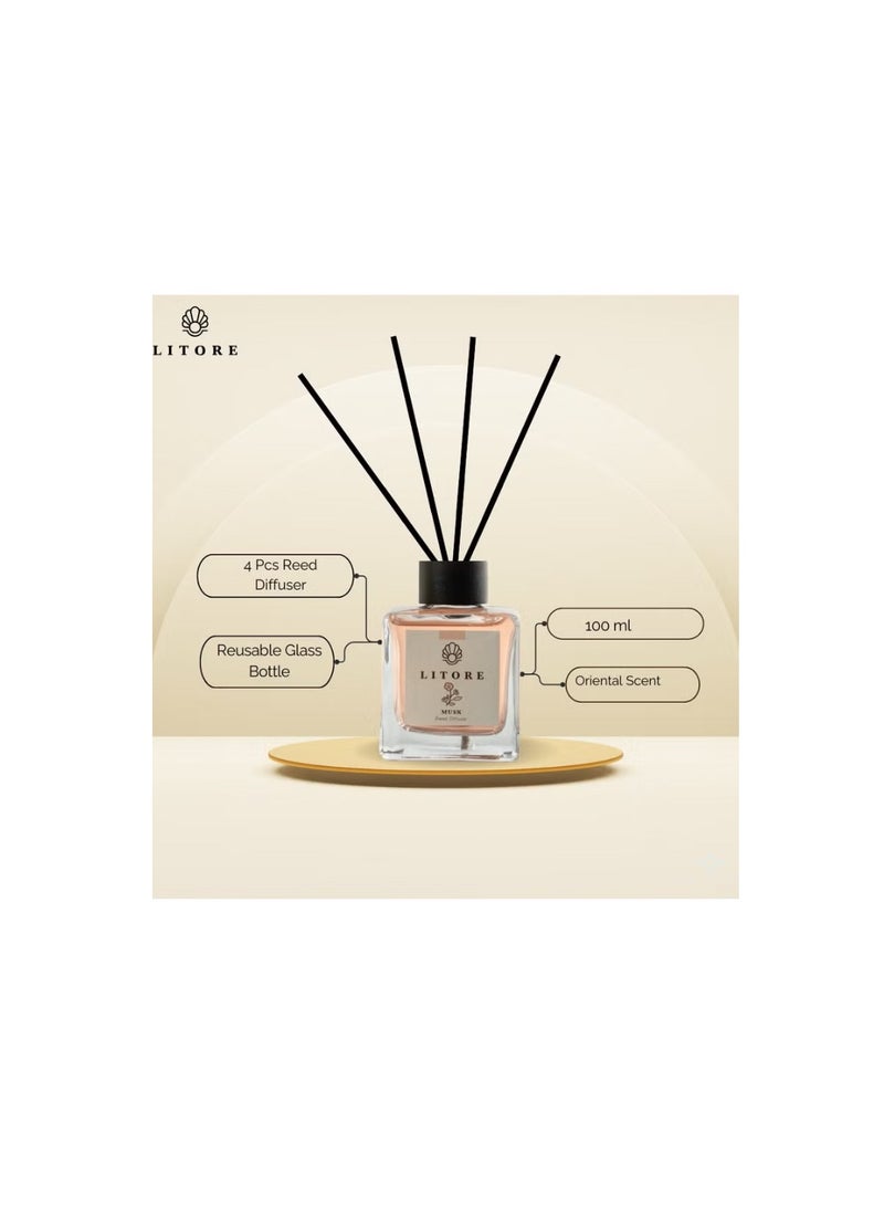 لتور معطر جو ليتور ريد - برائحة المسك، ١٠٠ مل | عطر منزلي يدوم طويلًا | معطر جو طبيعي وأنيق - Image 4