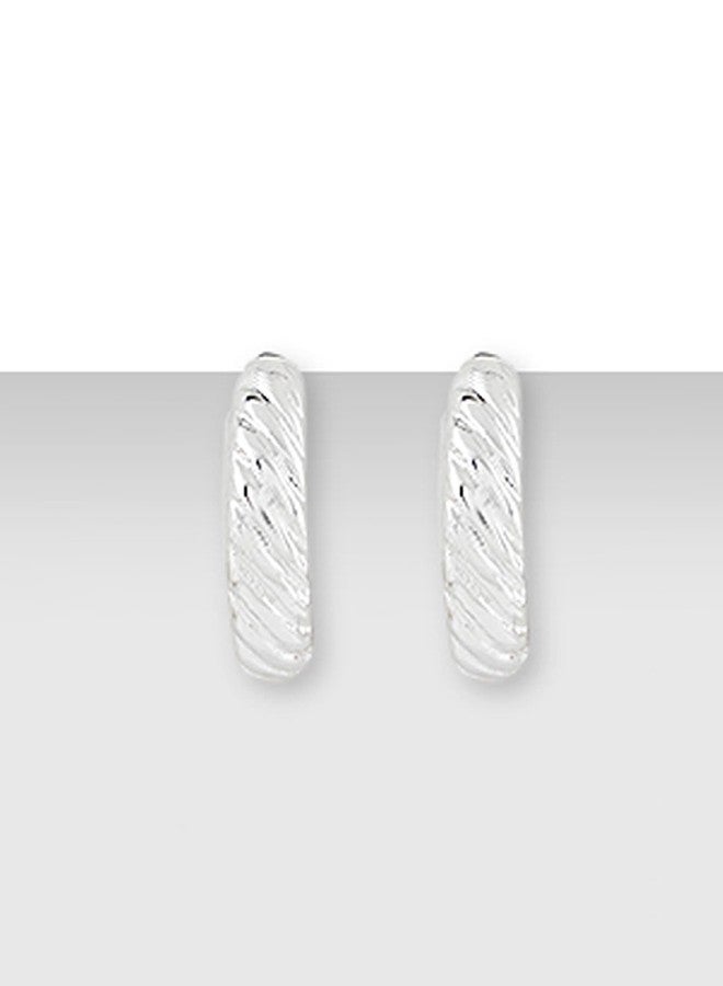 Ami Silver Tone Classy Contemporary Semi Hoop Earring For Women-ZPFK19969 - Image 3