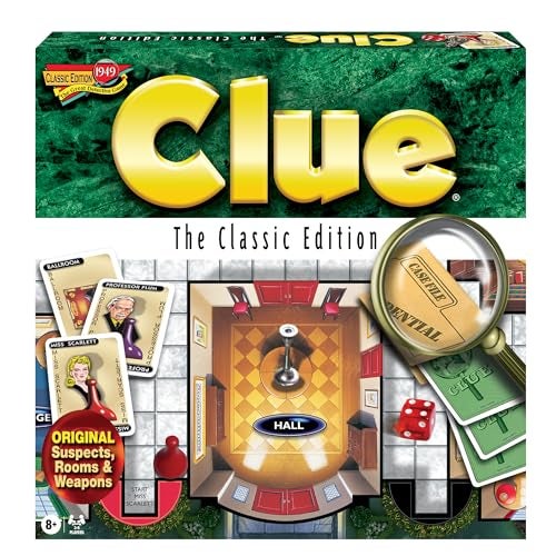 Winning Moves Games Clue Classic with 1949 Card Artwork & Suspects, by Winning Moves Games USA, Original Whodunnit Murder Mystery Game with Metal Weapons for 3to 6 Players, Ages 8 and up - Image 4