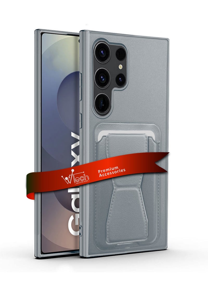 Wtech Samsung Galaxy S25 Ultra 2025 Silicone TPU with Card Holder Case Cover - Grey - Image 1