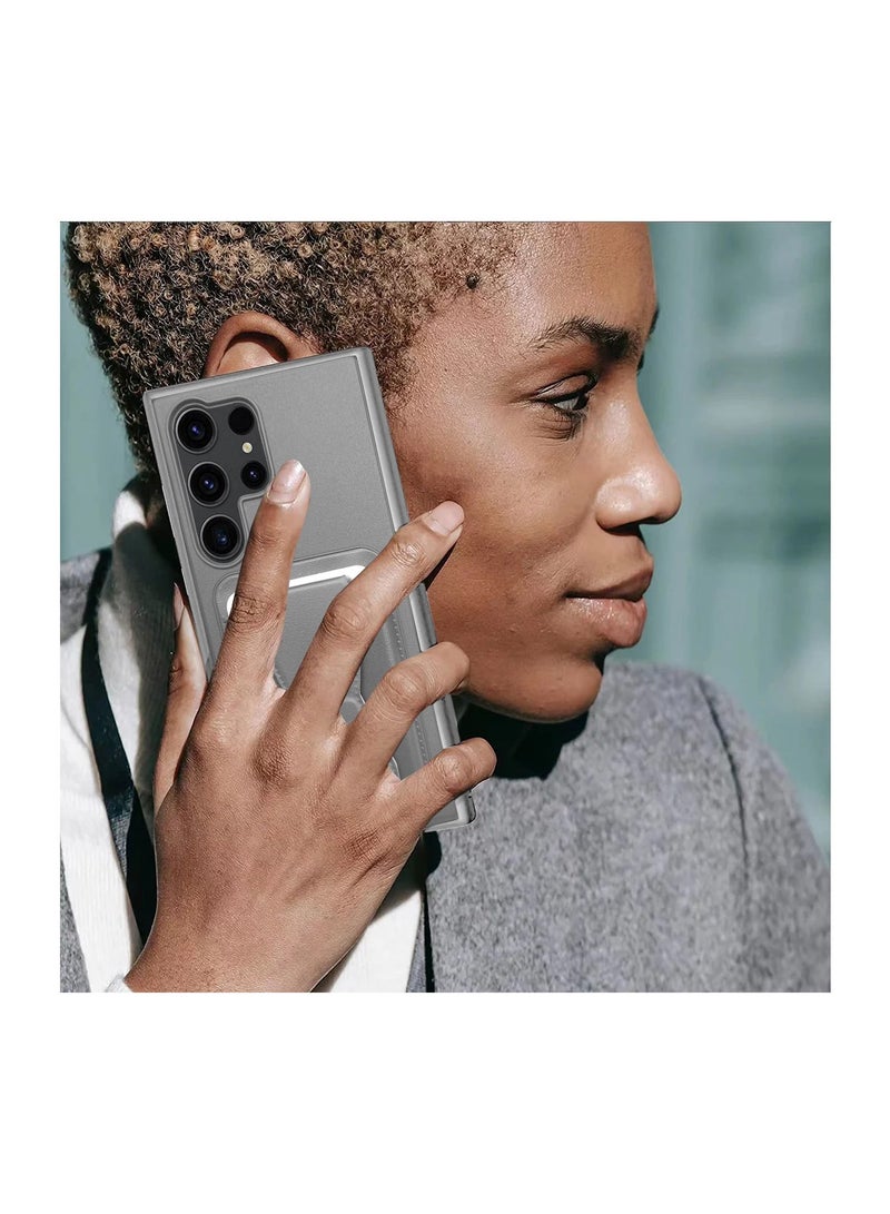 Wtech Samsung Galaxy S25 Ultra 2025 Silicone TPU with Card Holder Case Cover - Grey - Image 3