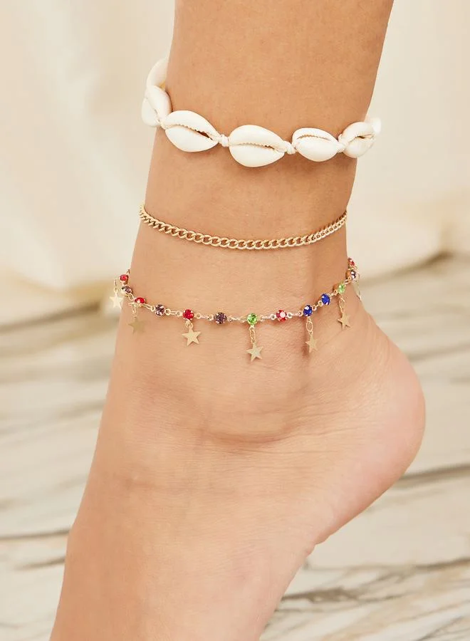 Styli Set of 3 - Shell Star Drop Anklet