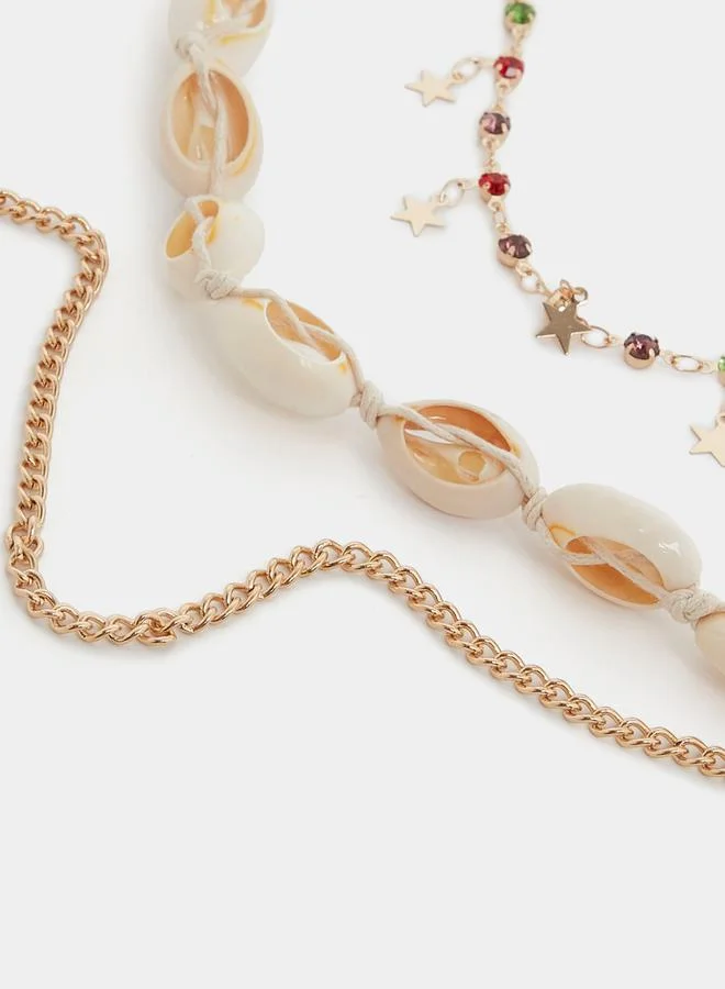Styli Set of 3 - Shell Star Drop Anklet