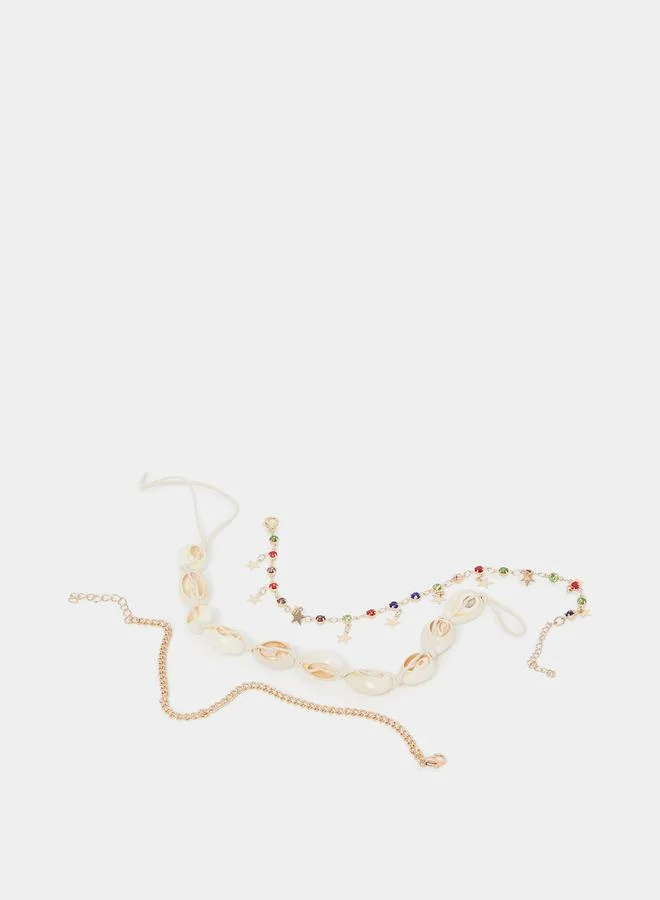 Styli Set of 3 - Shell Star Drop Anklet