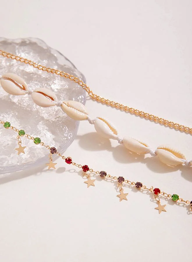 Styli Set of 3 - Shell Star Drop Anklet