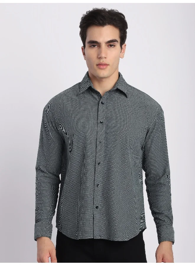 Beyoung Blue Structured Full Sleeve Shirt