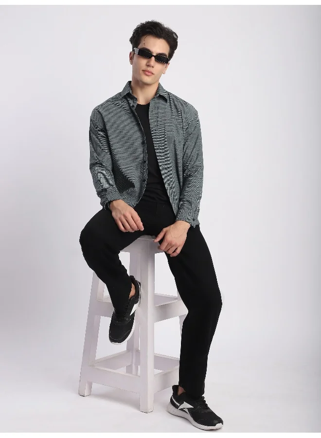Beyoung Blue Structured Full Sleeve Shirt