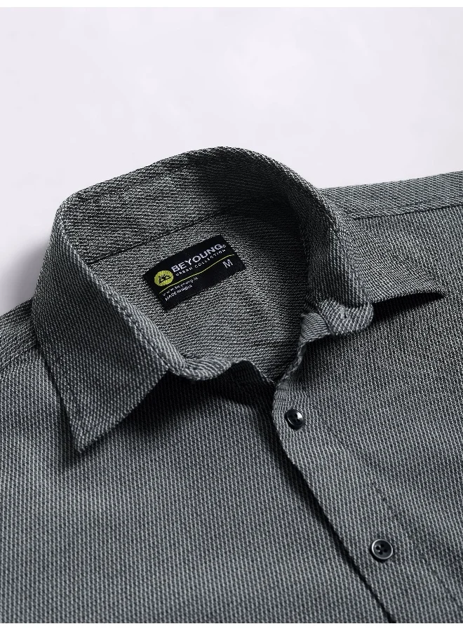 Beyoung Blue Structured Full Sleeve Shirt