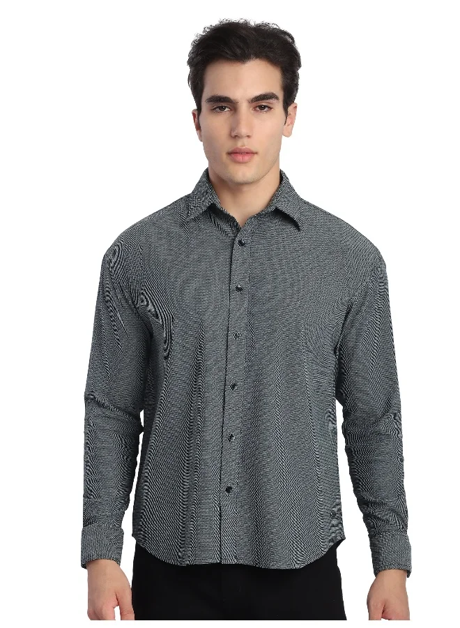 Beyoung Blue Structured Full Sleeve Shirt