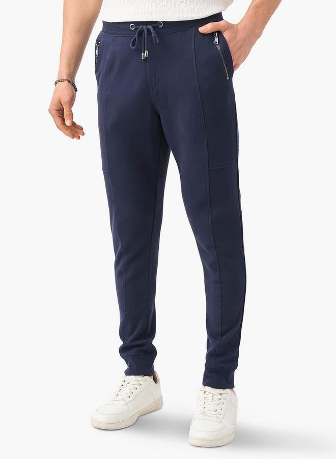 Iconic Panelled Slim Fit Joggers with Drawstring Closure and Pockets - Image 1