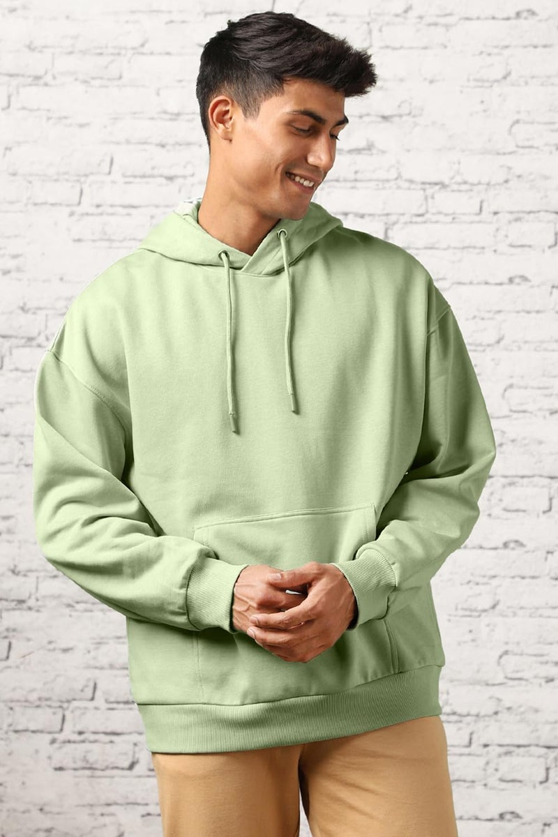 NOBERO Stylish Oversized Hoodie for Men in Light Green - Image 4