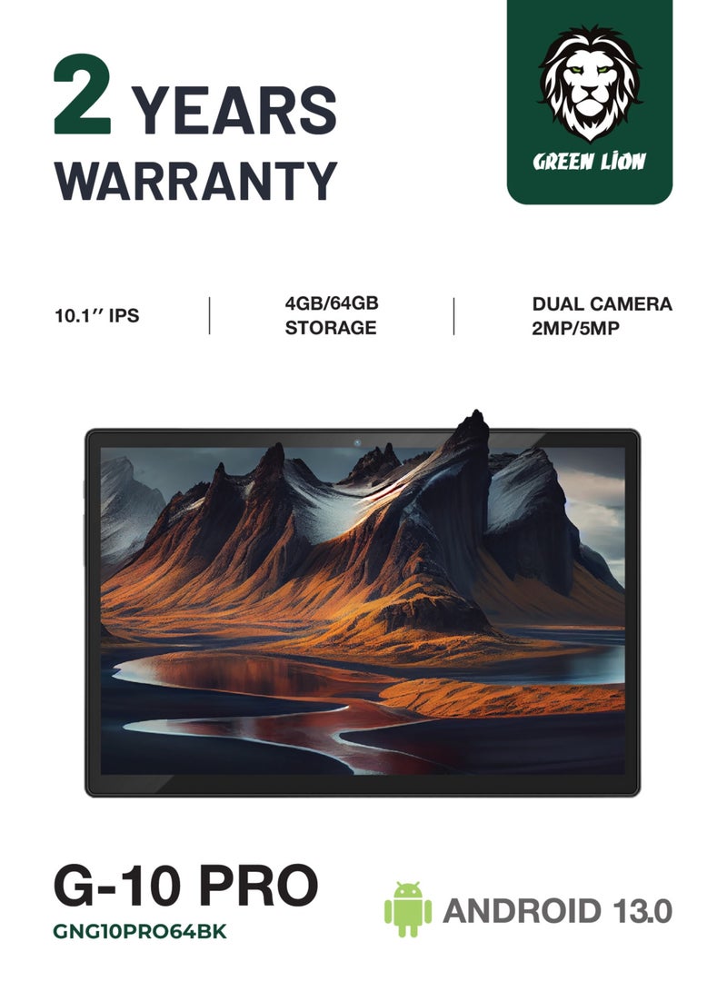 GREEN LION G10 Pro Tablet 10.1" 64 GB 5000mAh / Dual Camera / Quad-Core 64-bit / BT Keypad / Flip Case / Android / High Resolution - Black - Image 1