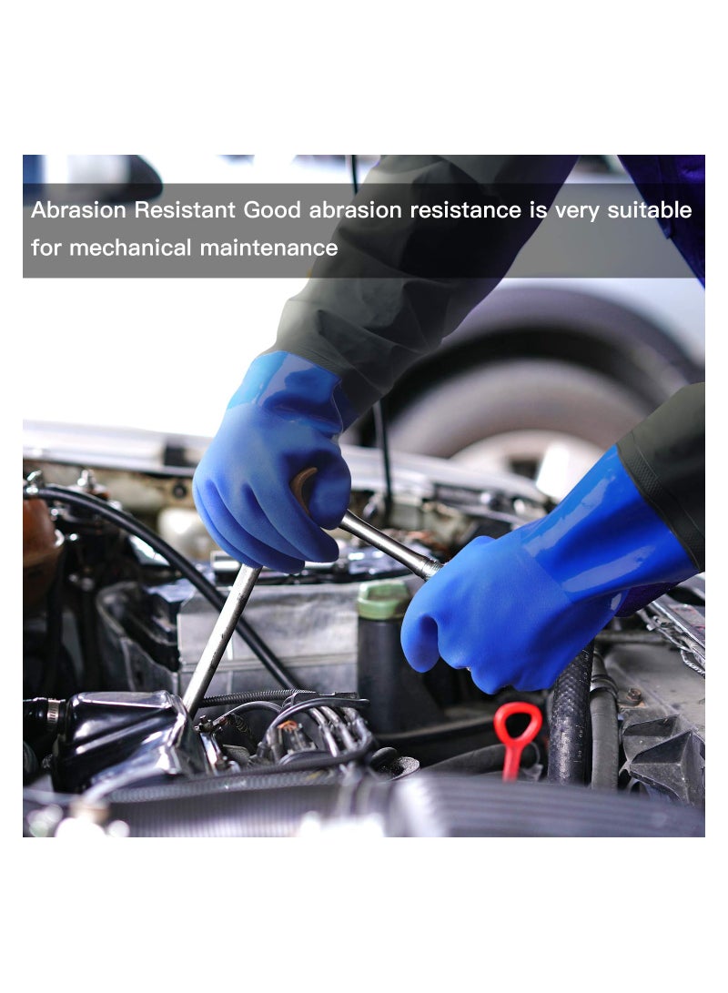 Extra-Long 28" Rubber Gloves, Chemical Resistant Gloves PVC Reusable, for Chemical Handling, Petrochemical and Oil Refining, Mechanical Manufacturing, Mining, Agricultural, Gardening, Construction - Image 4