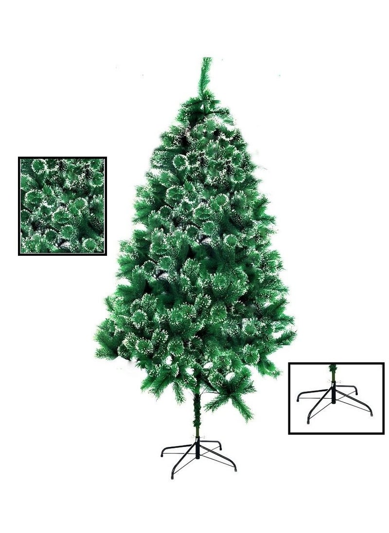 Generic Artificial Green Pine Christmas Tree with snow powder 310 tips with metal stand  (7 feet/210cm )  - Image 2