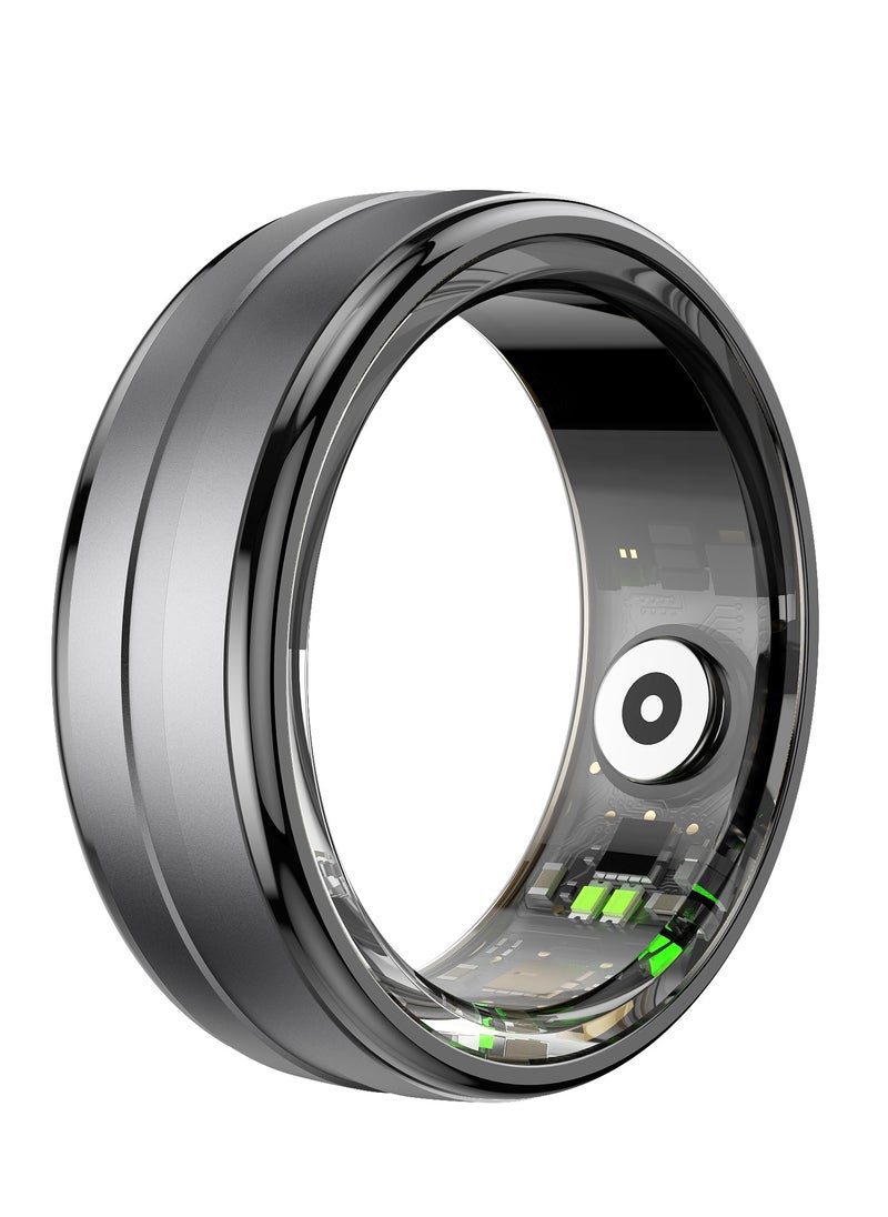 GREEN LION - Smart Ring Health Observer with Wireless Charging Case / Size 9-18.9mm  / Remote Snap / Sleep Monitoring / Heart Rate Steps & Distance / Stainless Steel Material / Dust Proof / Up to 7 Days Working Time - Black - Image 1