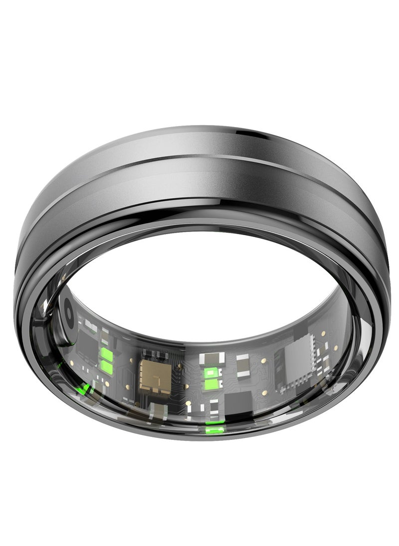 GREEN LION - Smart Ring Health Observer with Wireless Charging Case / Size 9-18.9mm  / Remote Snap / Sleep Monitoring / Heart Rate Steps & Distance / Stainless Steel Material / Dust Proof / Up to 7 Days Working Time - Black - Image 1