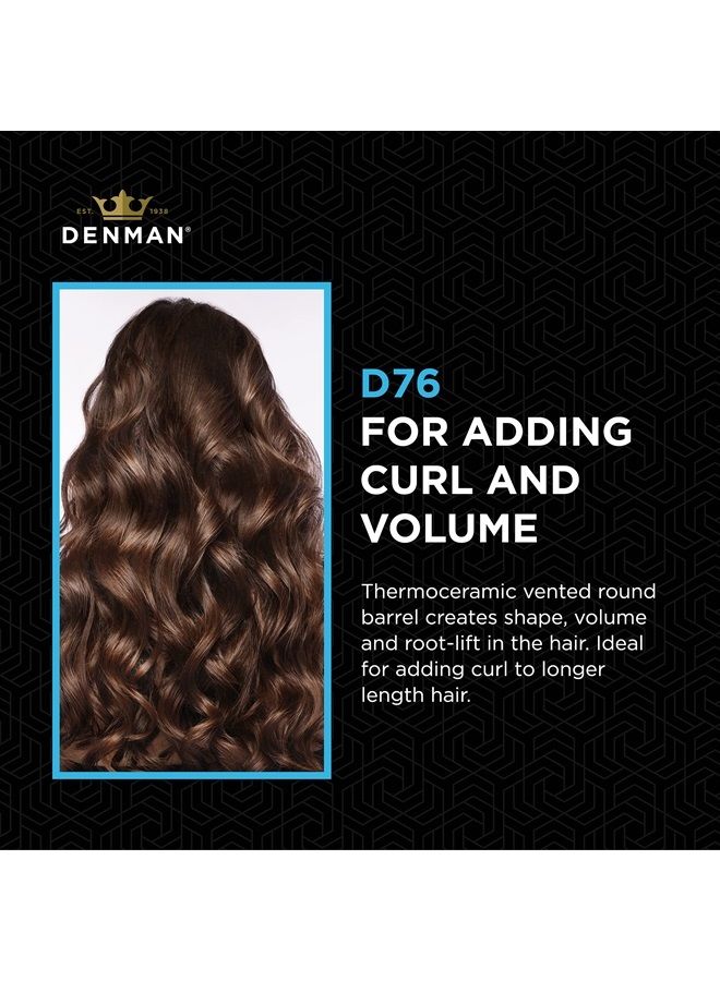DENMAN (D76) Thermoceramic Vented Barrel Round Hair Brush with Nylon Bristles for Fast Drying, Volume and Creating Movement in the Hair, Black and White - Image 2