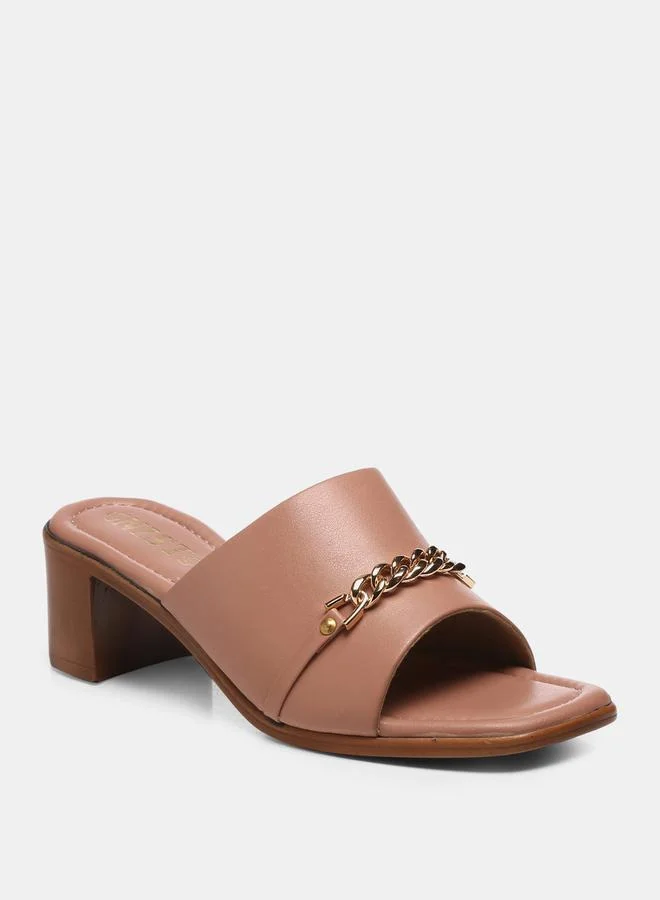 Gnist Chain Embellished Block Heel Sandals by Styli