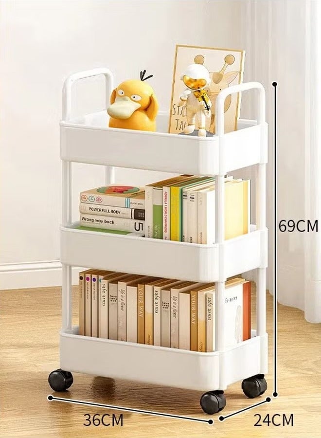 Generic 3-Layer Plastic Utility Roller Cart Pallet Storage Organizer Cart Craft Cart for Kitchen Bathroom Office Living Room (White)  - Image 2