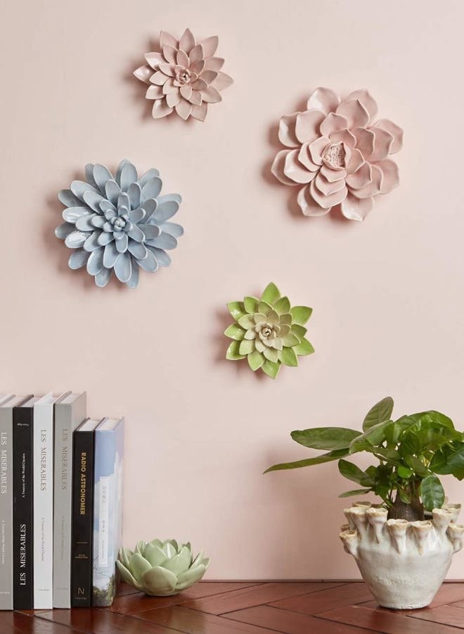SEINHIJO Ceramic Wall Flower 3D Wall Arts Decor Sculpture Modern Home Gifts 17cm - Image 3