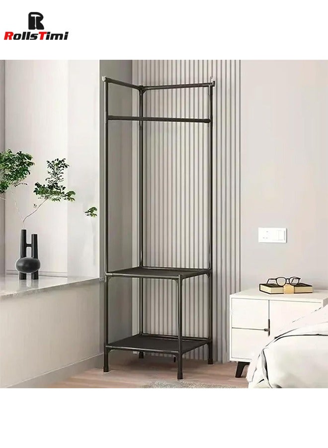 RollsTimi  Corner Coat Rack in Tree Shape for Entrance Area with 2 Shelves, Freestanding Clothes Rack, Shoe Rack, Organiser for Home, Office, Bedroom,Black - Image 4