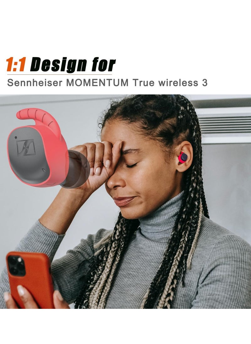 SYOSI 5 Pairs Sport Ear Cover for Sennheiser Momentum True Wireless 3 Anti-Slip Earbuds Replacement with Perfect Fit for Sennheiser Earbuds Compatible with Momentum 3 Case Black White Grenn Red Brown  - Image 5