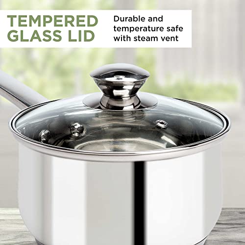 Ecolution Stainless Steel Sauce Pan, Encapsulated Induction Ready Cooking Pot with Glass Lid, Oven Safe, Dishwasher Safe Soup Pot, 2-Quart - Image 4