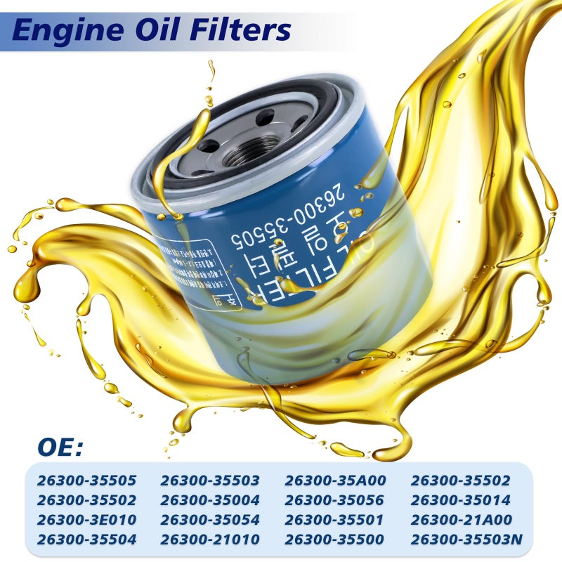 Lqito Engine Oil Filters With Drain Plug Gasket Compatible With Hyundai & Kia Replace#26300-35505(1 PCS) - Image 5