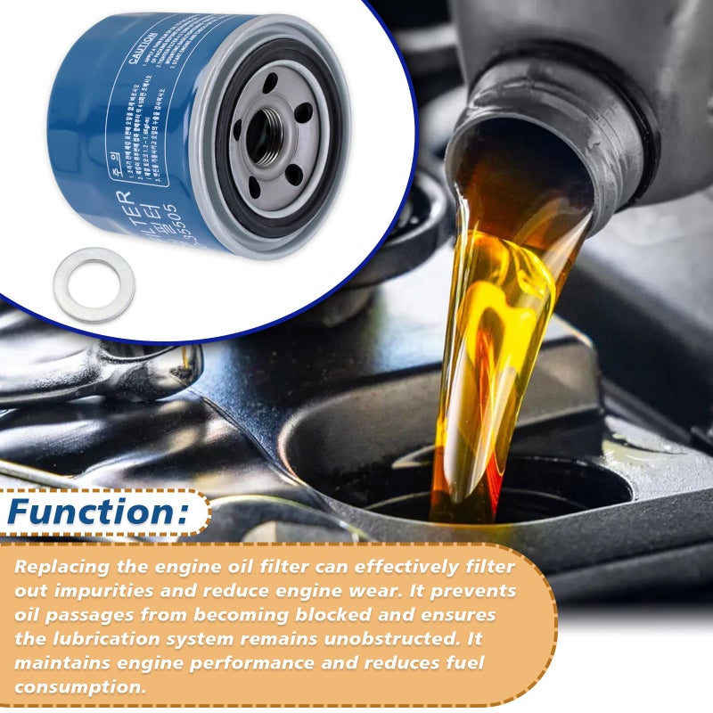Lqito Engine Oil Filters With Drain Plug Gasket Compatible With Hyundai & Kia Replace#26300-35505(1 PCS) - Image 2