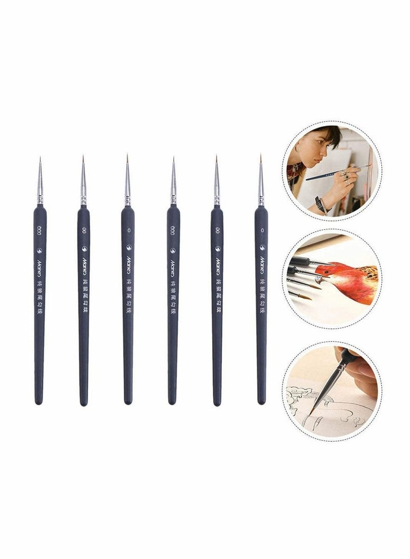 Y&D 6 Pcs Detail Paint Brush Set Miniature for Acrylic Gouache Watercolor Oil Painting Supplies Artist  - Image 4