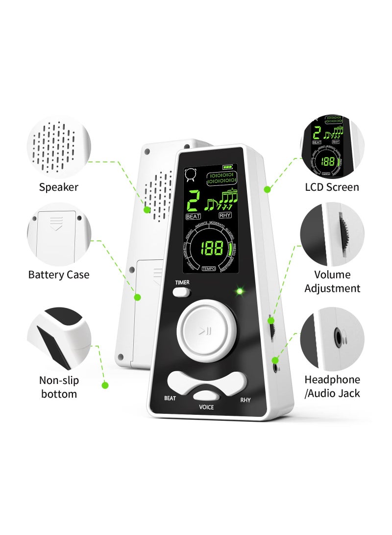 SOLARAE مترونوم رقمي إلكتروني لصوت أسود/عالي البيانو والجيتار والكمان وآلات الطبول قابل لضبط الحجم وسرعة الإيقاع أدوات موسيقية ذكية عالمية - Image 2