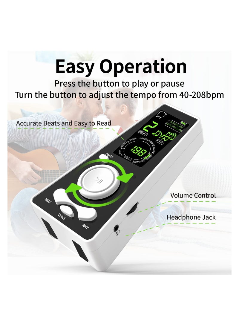 SOLARAE مترونوم رقمي إلكتروني لصوت أسود/عالي البيانو والجيتار والكمان وآلات الطبول قابل لضبط الحجم وسرعة الإيقاع أدوات موسيقية ذكية عالمية - Image 3