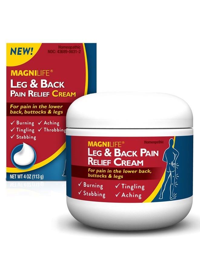 Magnilife Leg & Back Pain Relief Cream, Fast-Acting Pain Relief, Naturally Soothe Burning, Tingling and Stabbing Pains with Aloe and Calendula - 4oz - Image 1