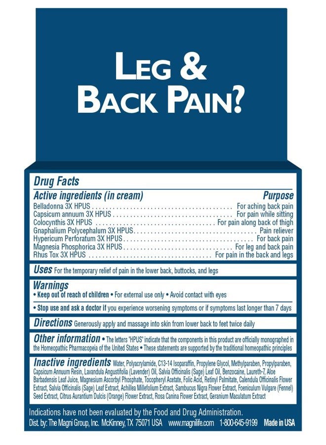 Magnilife Leg & Back Pain Relief Cream, Fast-Acting Pain Relief, Naturally Soothe Burning, Tingling and Stabbing Pains with Aloe and Calendula - 4oz - Image 4
