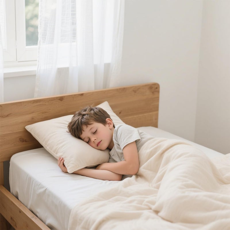 LOFE Organic Kids Pillow with Pillowcase  16x22 Youth Pillow with 100 Organic Cotton Shell Adjustable Loft Organic plilow Machine Washable Soft Perfect for KidsYouthChildren - Image 2