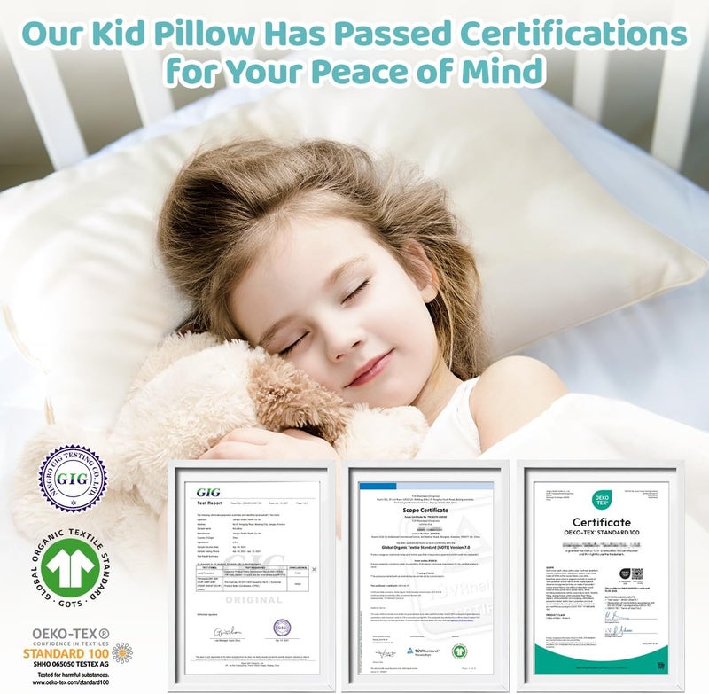 LOFE Organic Kids Pillow with Pillowcase  16x22 Youth Pillow with 100 Organic Cotton Shell Adjustable Loft Organic plilow Machine Washable Soft Perfect for KidsYouthChildren - Image 5