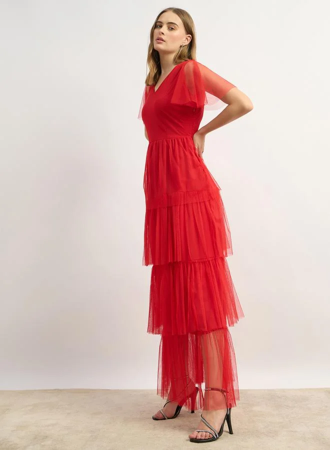 Styli Tiered Tulle Dress