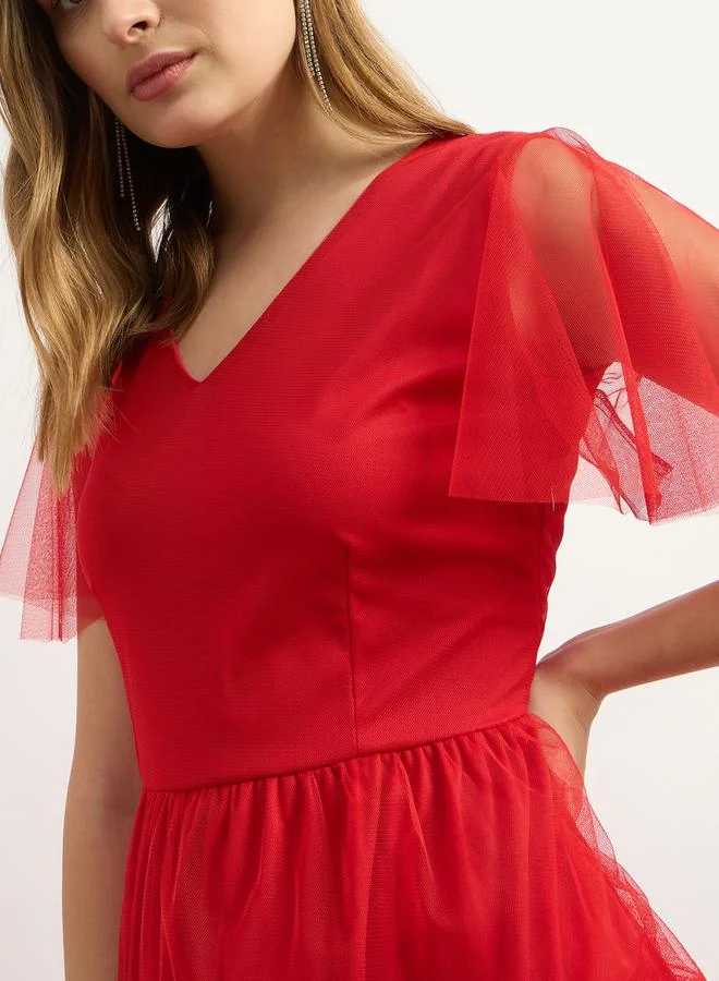 Styli Tiered Tulle Dress